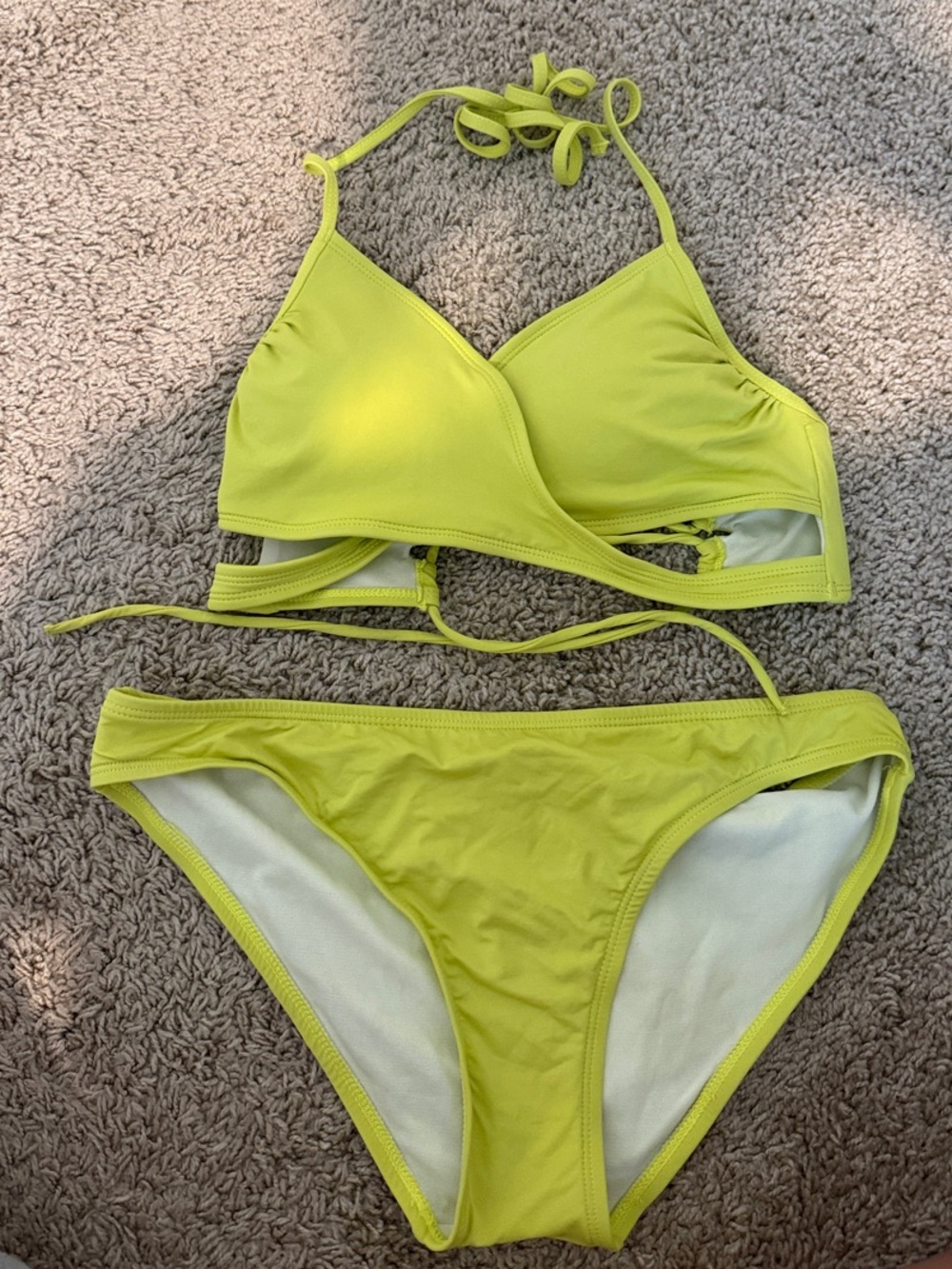 Vince Camuto Neon Yellow Wrap Bikini Set